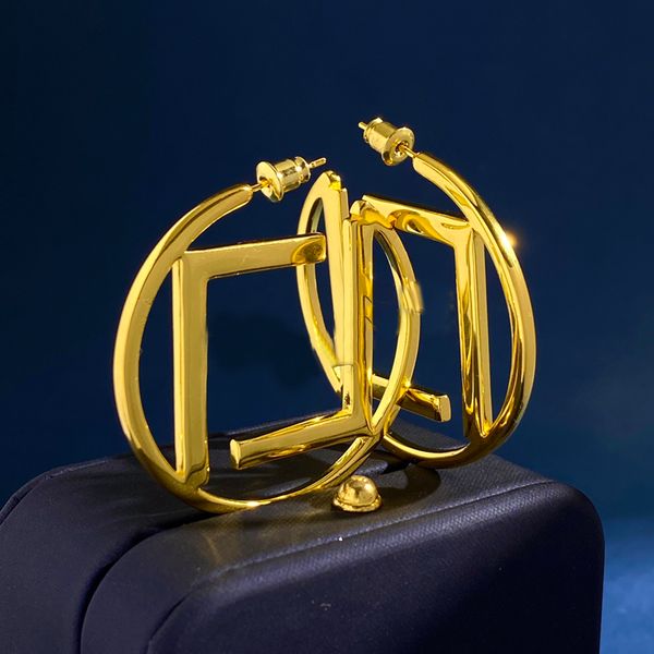 

2023 designer women hoops earrings designer hoop earrings brands fashion big double letters jewelry luxurys stud f earring plating 18k gold, Golden;silver