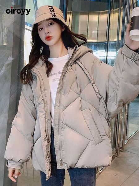 

leather winter clothes women jacket hooded loose parkas thicken warm grey coat female cottonpadded thick fashion outwear casual, Black