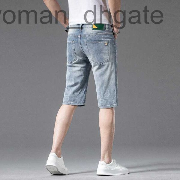 

men's jeans designer denim shorts for men's summer new personalized print versatile slim fit trend brand korean trendy quarter pan, Blue
