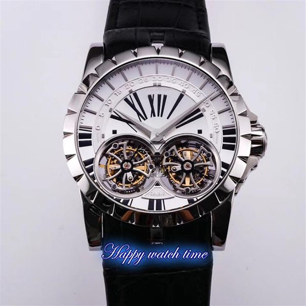 

high version rddbex0250 white date dial silver stainless steel case automatic mechanical movement mens watch black leather strap w305y, Slivery;brown