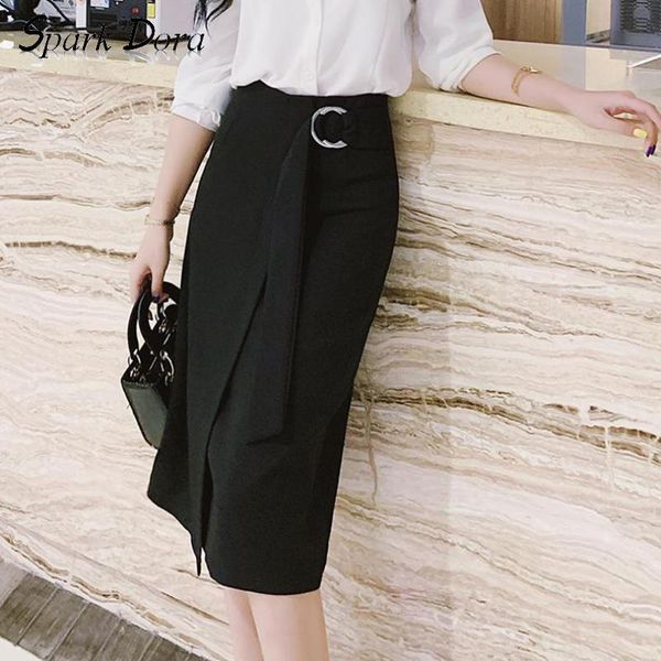 

dresses skirts womens fashion simple high waist spring streetwear split one step solid color comfort black skirt, White;black