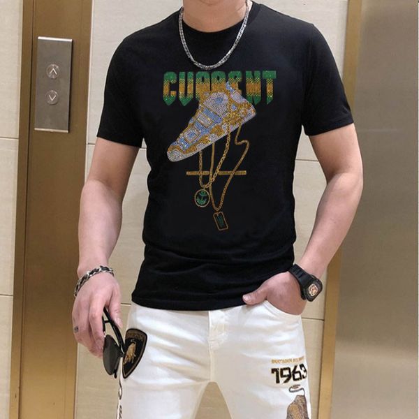 

mens tshirts dress tshirts for holiday drill men tshirt short sleeve formal for slim basic o neck collar business 022 230420, White;black