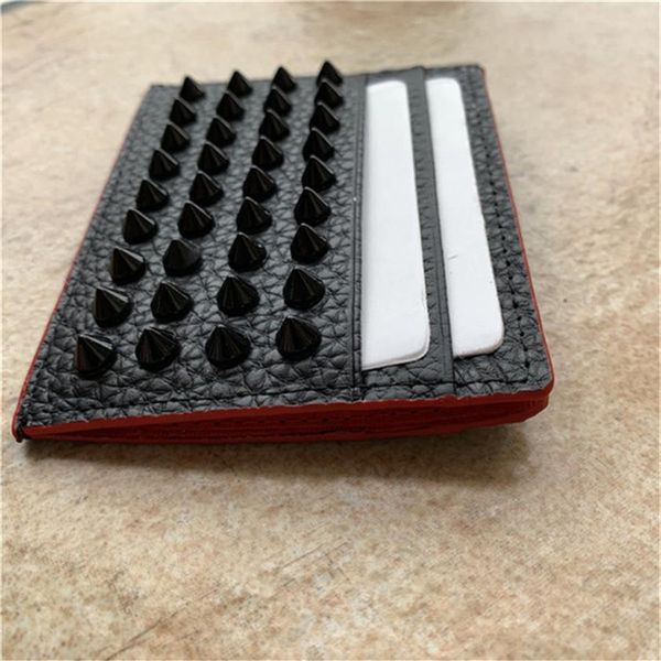 

preppy style small package rivet tide fashion card holders casual business cardholder the same paragraph cowhide leather wa291l, Brown;gray