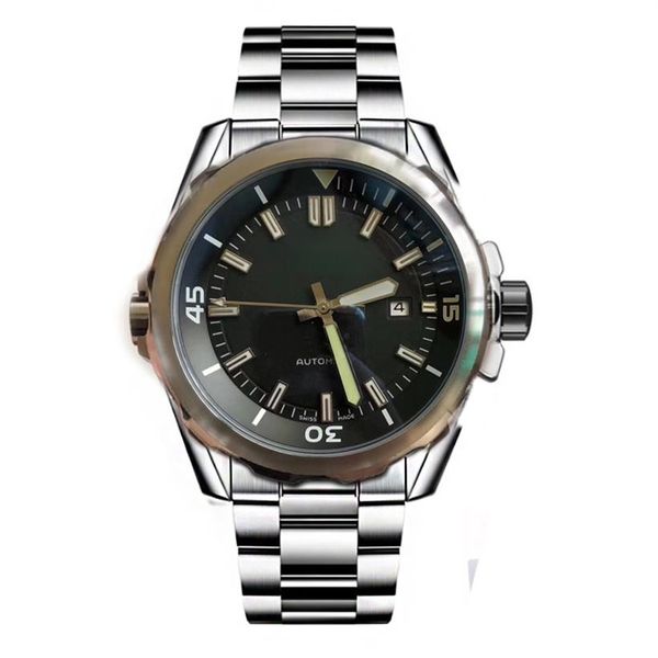 

new men's sport automatic watches blue rubber strap pilot military watch stainless steel mechanical wristwatch man brand254s, Slivery;brown