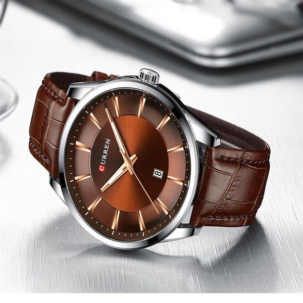 

2020 jenises men's watches manufacturer business round quartz watch men's watch waterproof belt watch with trend accesso248l, Slivery;brown