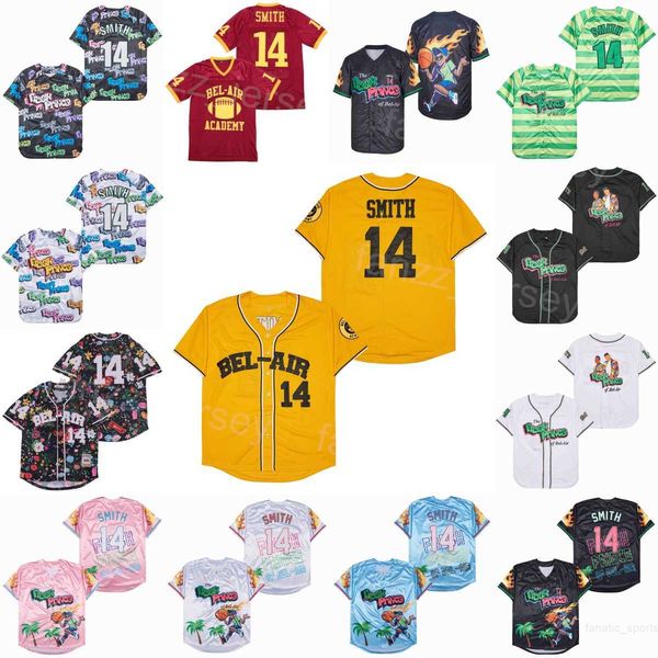 

moive 14 will smith baseball jerseys of the fresh prince jazzy jeff bel-air academy graffiti anniversary (tv sitcom) red blue green pink yel, Black