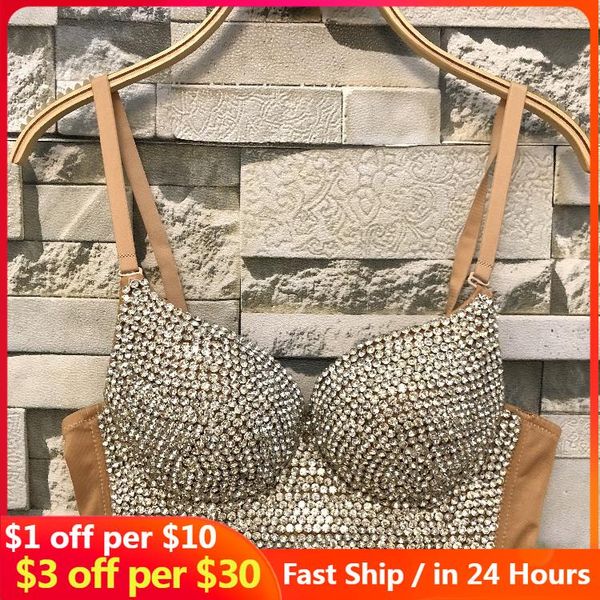 

tanks 2021 rhinestone bra diamond cotton push up bras lingerie corset undefined crop ropa bralette nightclub bar lenceria, Black;white