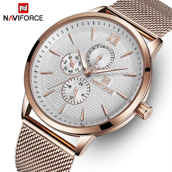 

naviforce brand luxury watches men stainless steel ultra thin watches male date quartz clock sports watch relogio masculino313m, Slivery;brown