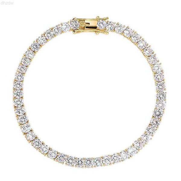

3mm tennis chain aaaaa cubic zirconia gemstone silver tennis necklace women cuban link chain