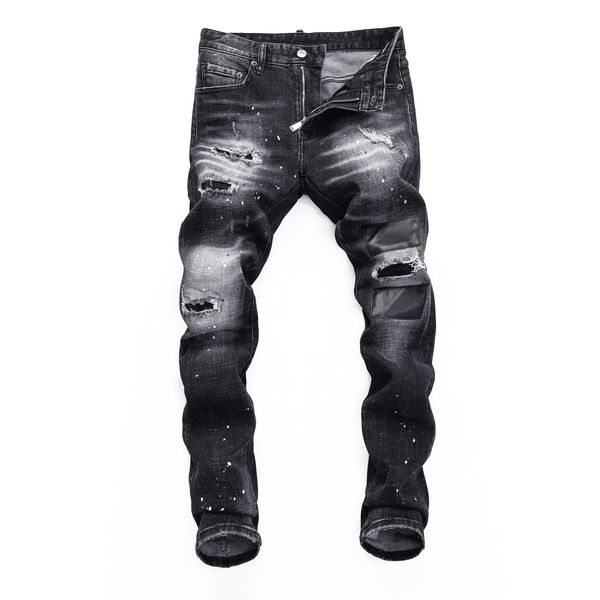 

dsq phantom turtle men's jeans mens italian designer jeans skinny ripped cool guy causal hole denim fashion brand fit jeans men washed, Blue
