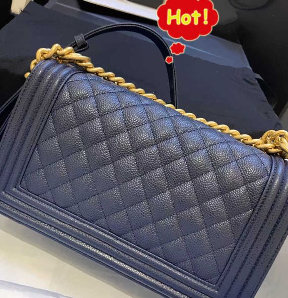 

luxury designer boy bags classic chain flap quilted bag women calfskin caviar leather shoulder bags crossbody handbags purses chans