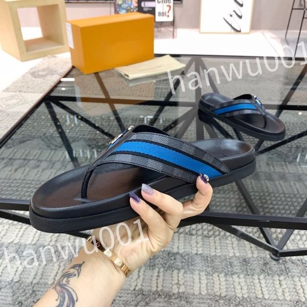 

leather slide slippers designer flat men's summer sandals fashion luxury leisure resort beach, Black