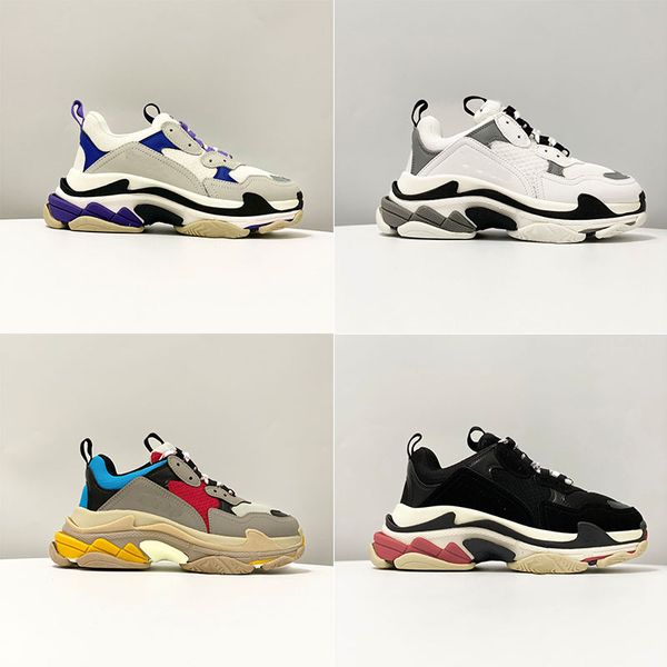 

men's sports shoes sports fashion tennis designer triple s men's and women's casual shoes platform black white gray red pink