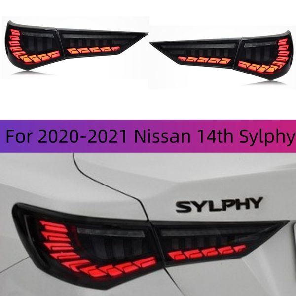 

car modified taillights for 20-21 nissan 14th sylphy modified led dragon scale style turn signal running lights brake lamp assembly