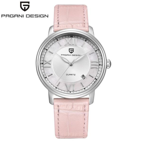 

pagani design fashion casual women quartz watch automatic date pink elegant case leather waterproof lady watch relogio feminino275g, Slivery;brown