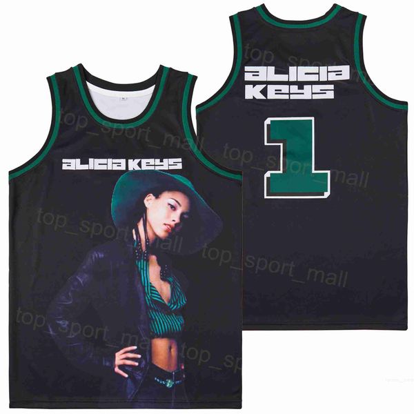

tv movie basketball 1 alicia keys jersey musical album hiphop high school stitched team black breathable for sport fans pure cotton hiphop e