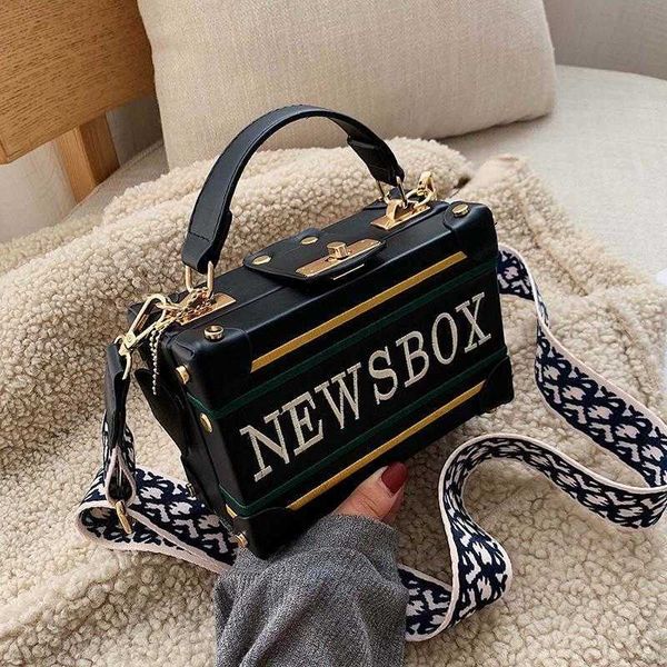 

evening bags retro radio box style pu leather ladies handbag shoulder bag chain purse women's crossbody messenger bag flap j230420