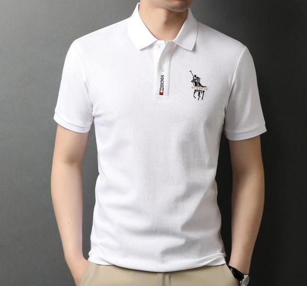 

men's t-shirts designer short sleeve t-shirt polo summer half sleeve business men's embroidered lapel polo shirt simple t-shirt, White;black