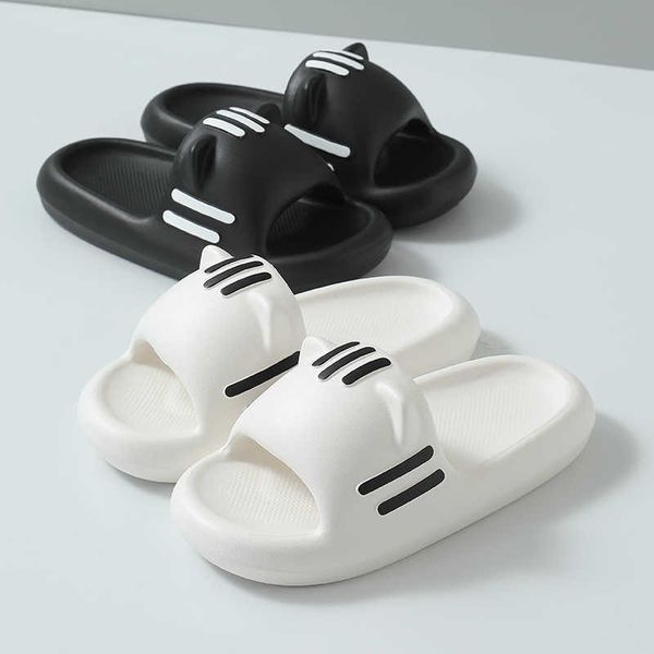 

slippers cool a sense of stepping on feces. summer women's indoor home furnishings with thick soles cute cartoon couples men's new, Black
