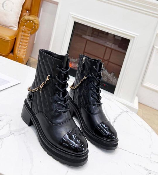 

ankle boots designer leather lace up boot fashion women ccity winter booties channel warm shoes sfd5118985, Black