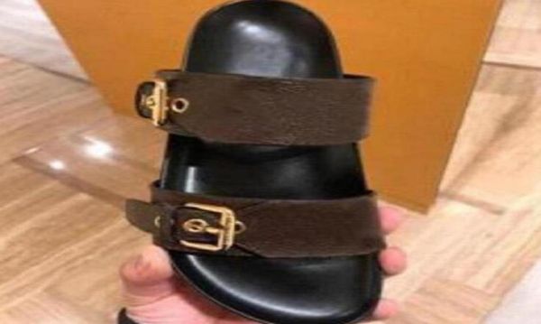 

fashionwomen men sandal luxury designer lady gentlemen colorful canvas letter anatomic leather slide 6 style model2948754, Black