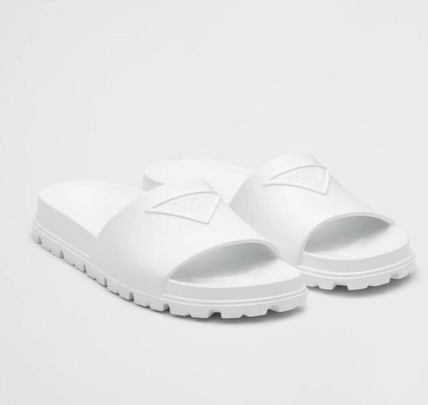 

summer comfort sandals shoes embossed triangle rubber women men bech slides flats couple men039s slip on slippers streetwear wa8210386, Black