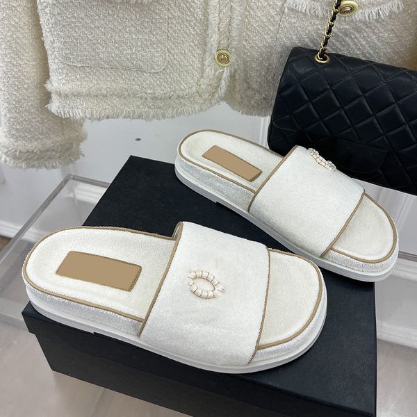 

designer womens slippers platform sandals terry cloth soft casual slippers flat sandals home outdoor beach shoes skateboard fashion easy to, Black