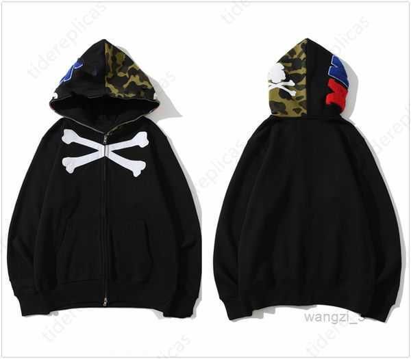 

rts shark sport mens designer swomens zip up hoodys camouflage glow pure clothes cotton luminous printing oversized panelled clothing 6 dtgd, Black