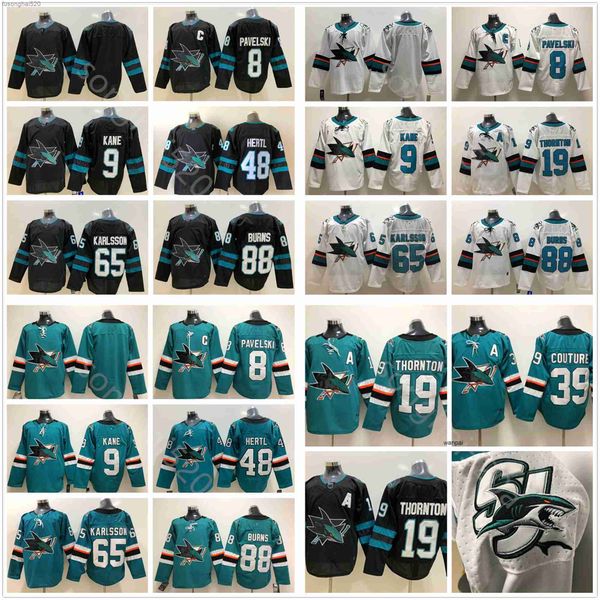 

men reverse retro san jose sharks jersey hockey ice 9 evander kane 39 logan couture 65 erik karlsson 88 brent burns 48 tomas hertl green, Black;red