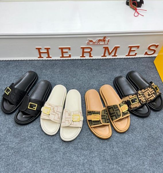 

fashion gladiator sandals designer slides mens women letter buckle flat mules slippers summer beach sliders shoes eu457285935, Black