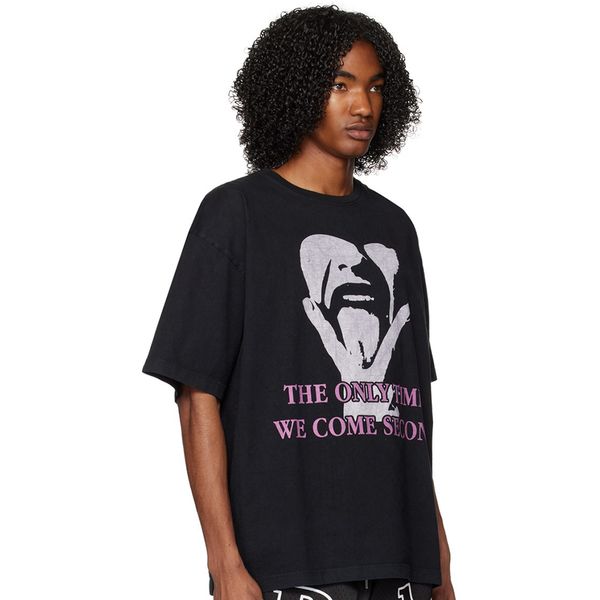 

23ss new vintage classic woman men's t-shirts black come second rock hip hop tee casual summer short sleeve fashion breathable high str, White;black