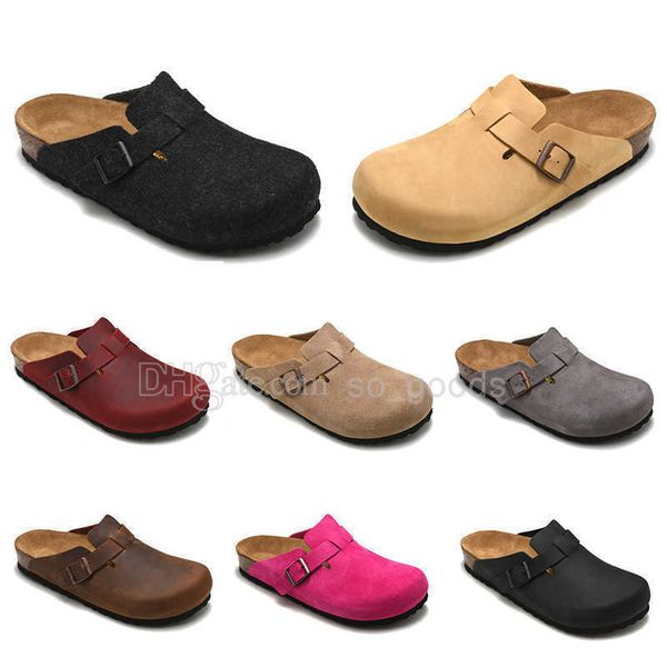 

slippers designer boston summer cork flat slippers fashion leather slide favourite beach sandals casual shoes clogs for women men arizona ma, Black