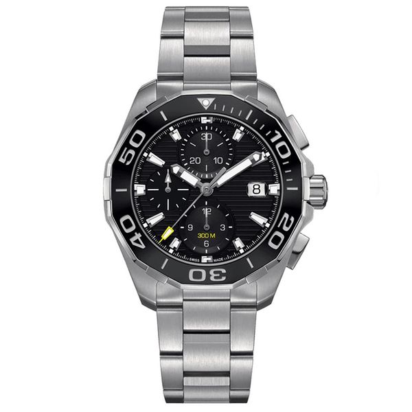 

luxury watch mens chronograph quartz watches classic style full stainless steel strap 5 atm waterproof super luminous japan vk mov260o, Slivery;brown