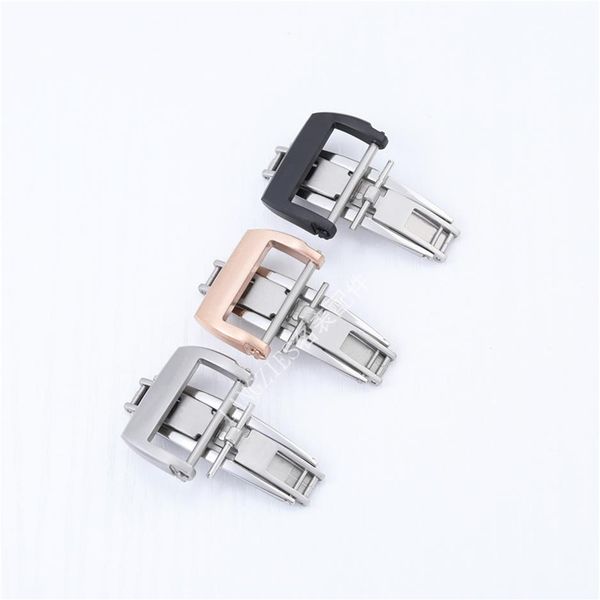 

luxury brushed deployment clasp buckle for richad mile band strap 20mm242o, Black;brown