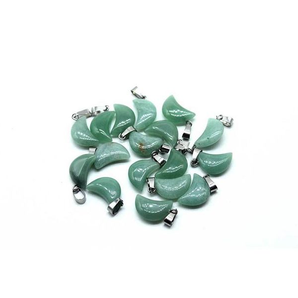 

charm green aventurine heart moon star shaped necklace jewelry pendant chakra reiki bulk for jewelry making healing quartz stones259a, Silver