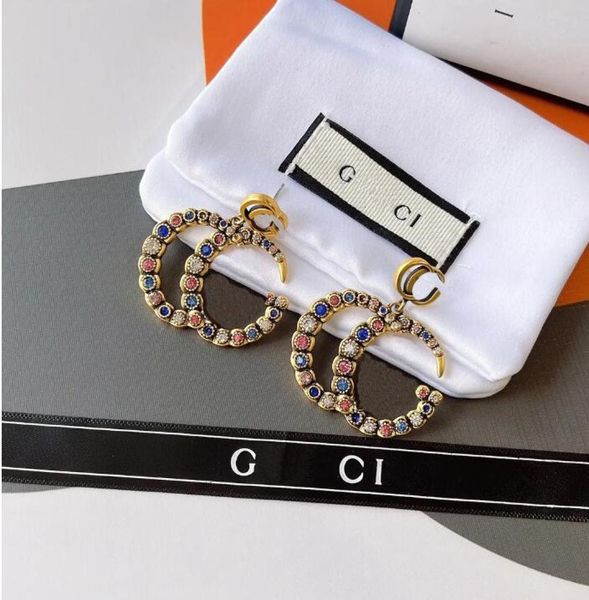 

popular luxury delicate color diamond charm earrings designed for women earrings designer jewelry 18k gold plated selected girl ac3802214, Golden;silver