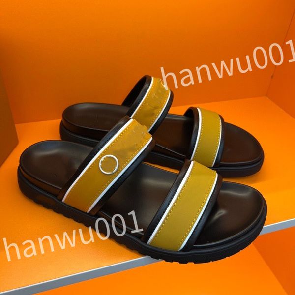 

2023 new designer men's luxury slippers platform leisure summer wide flat beach sandals, Black