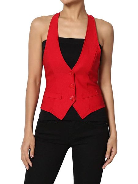 

vests women's vest short vneck sleeveless jacket fashion casual office lady coats gilets sans manches, Black;white