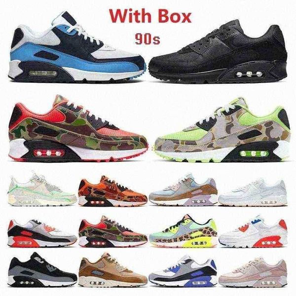 

with box running shoes 90s men woman cushion chaussures camo unc usa volt 9o triple white black mens trainers outdoor 90 sports sneakers