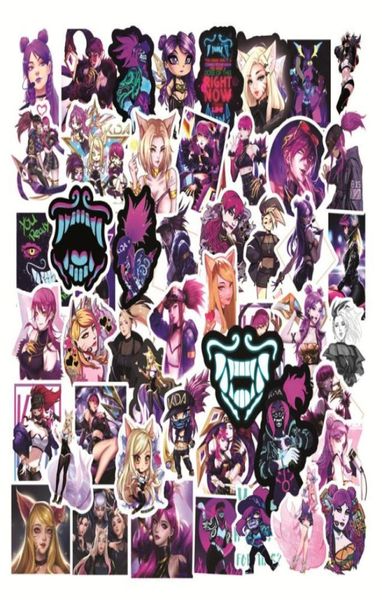 

50pcslot league of legends game women039s team kda stickers akali ahr evelynn kaisa cartoon stickers for guitar skateboard sur1200697