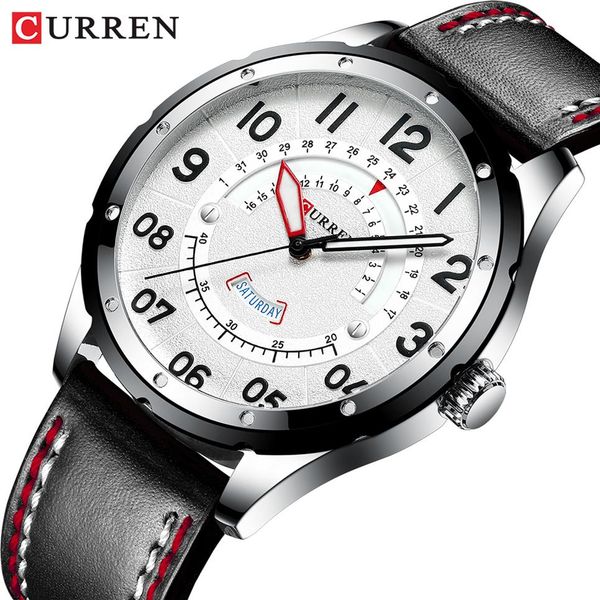

curren mens watches luxury brand men leather watches casual quartz wristwatch for men relogio masculino clock male business317o, Slivery;brown