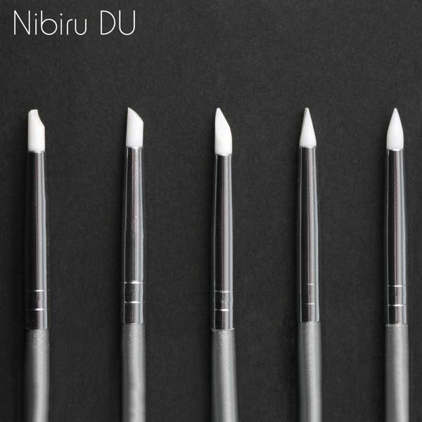 

dotting tools 5 pcs silicone nail brush carving emboss hollow pottery sculpture uv gel shaping silicone brushes for modeling nail art diy to, Silver