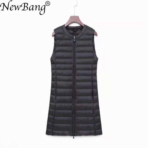 

vests newbang matt fabric ultra light down women's vest sleeveless white duck down vest women long warm vests windproof waitcoat, Black;white