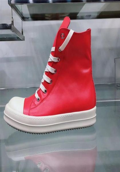 

red pink color men ankle boots genuine leather spring fashion party men039s shoes big size high sneakers2690420, Black