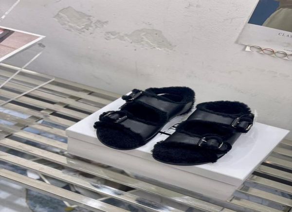 

2022 luxury sandal design wool lining leather upper warm fashion9352699, Black