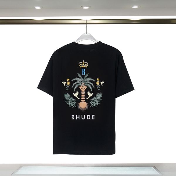 

rhude mens t shirts womens designer t shirts rhude printed fashion man t-shirt uality us size s-xl, White;black
