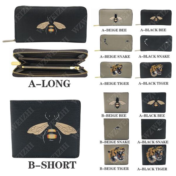 

men animal wallet leather black beige snake tiger bee wallets women long short wallet style fashioin purse wallet card holders wit2006, Red;black