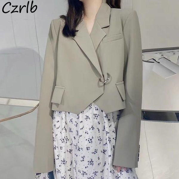 

pants crop blazers women solid simple fashion design korean style leisure schoolgirls spring new daily allmatch outwear ins popular, White