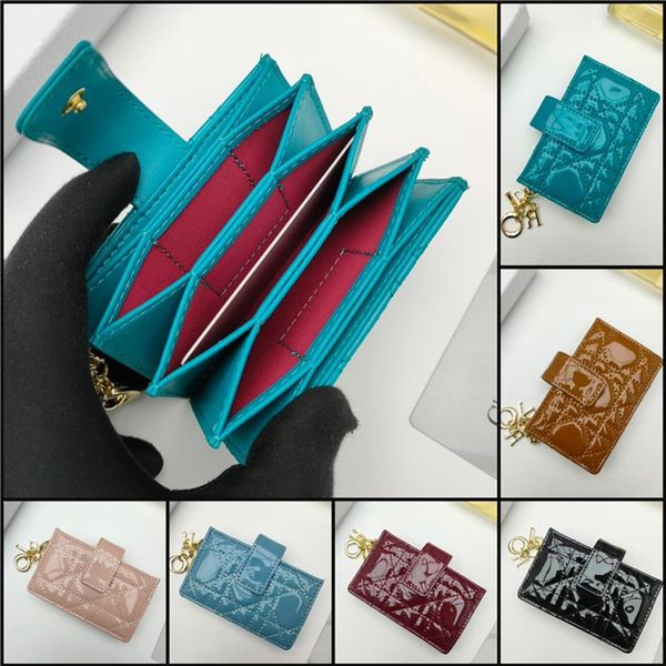 

lady mini cute fashion patent leather card bags card holder 5-layer pouch 10 5 6 3cm 712181305g, Brown;gray