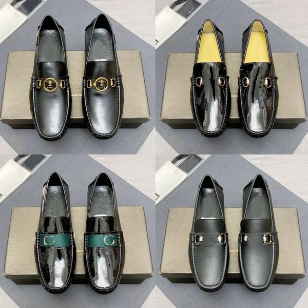 

new men brand dress shoes designer loafers classic cowhide mules bee metal buckle flat shoes princetown mens luxurys shoes 38-45, Black